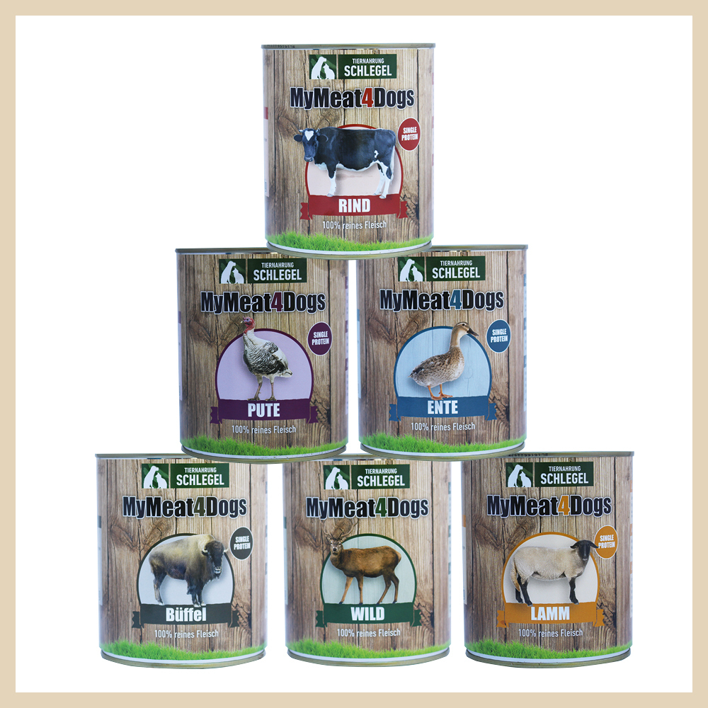 Hund-Nassfutter-Singleprortein-Probierbox MyMeat4Dogs Probierpaket
