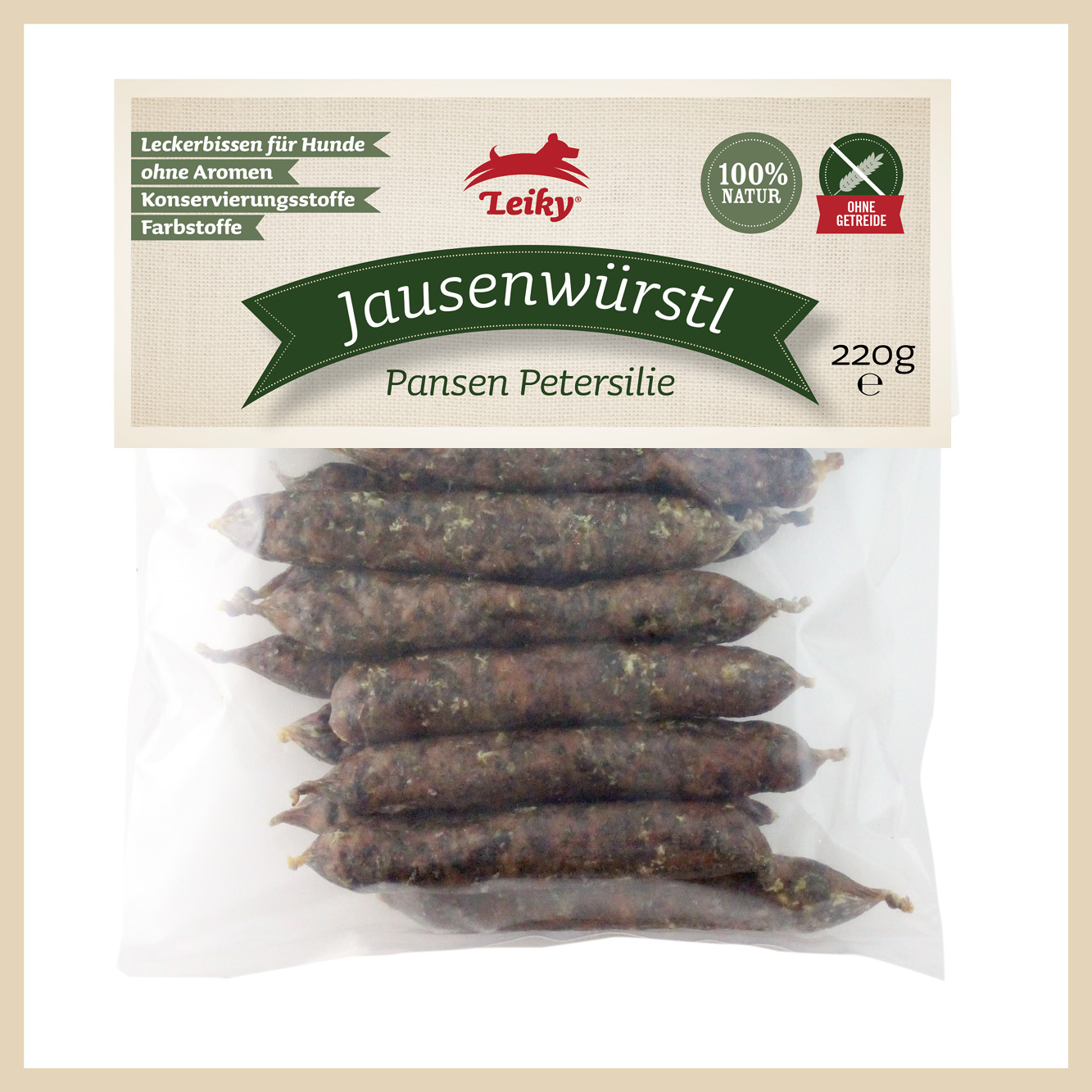 Leiky_Jausenwurst_mittel_Pansen_Gramm Jausenwürstl Pansen Petersilie, 220 g