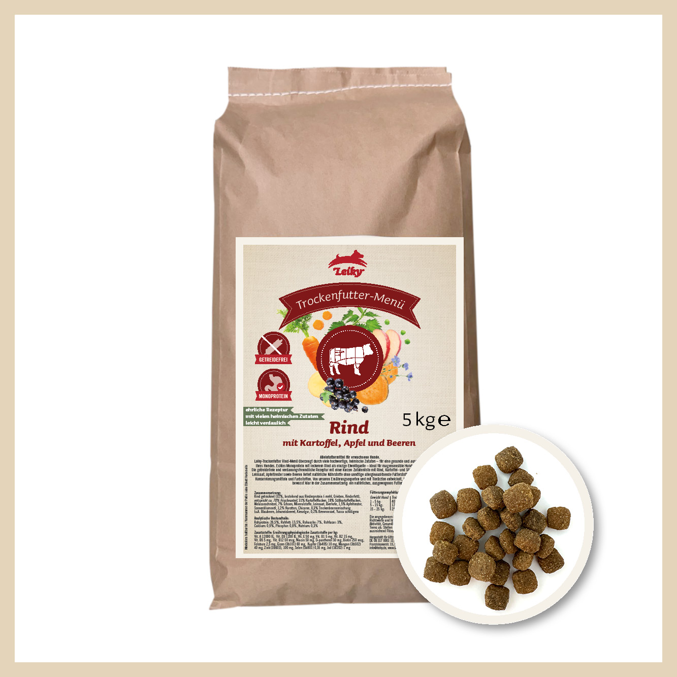 Trockenfutter-Menü Rind 5 kg