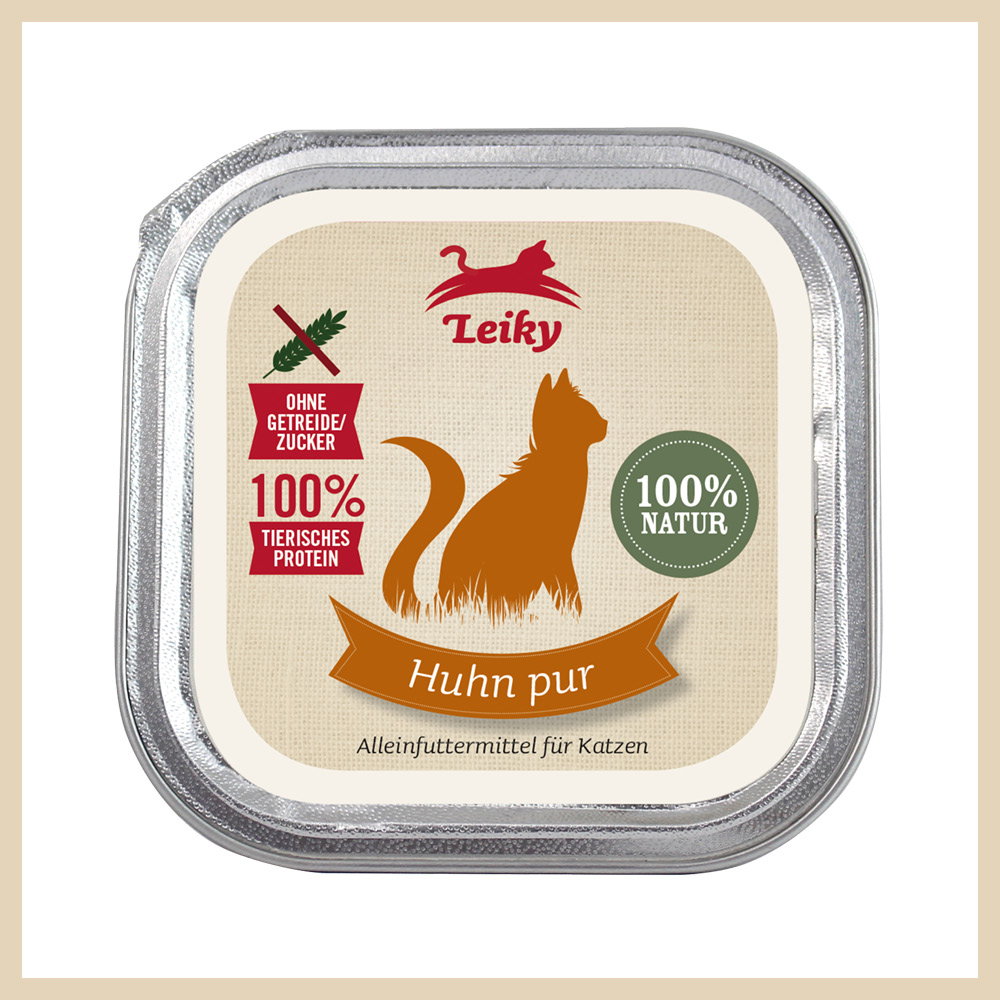 Leiky_Nassfutter_Katze_Schale_Reinfleisch_Huhn