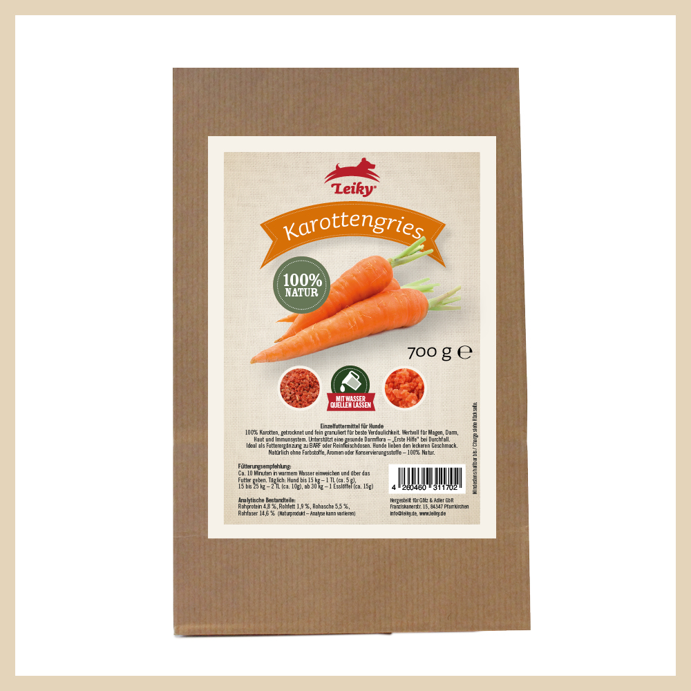 Karotte_Hundefutter_Leiky Karottengries 700g