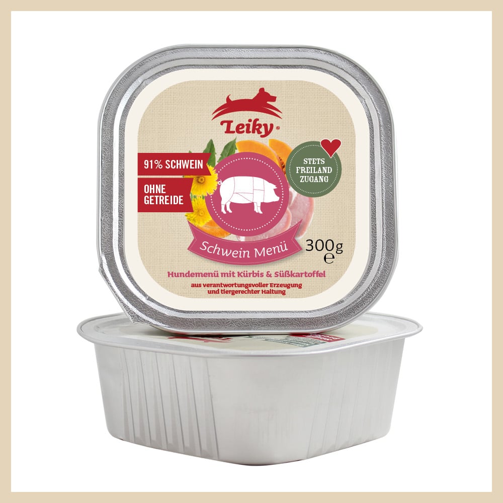 Leiky Nassfutter-Menü Schwein (artgerechte Haltung), 300 g
